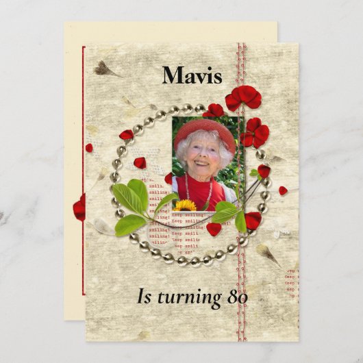 みすぼらしいシックな誕生日パーティーの招待状 招待状 (正面/裏面)