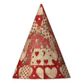 みすぼらしいシックな赤いパッチワーク パーティーハット (裏面)