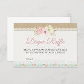 みすぼらしいシックな赤ちゃんシャワーおむつラッフルエンクロージャ エンクロージャーカード (正面/裏面)