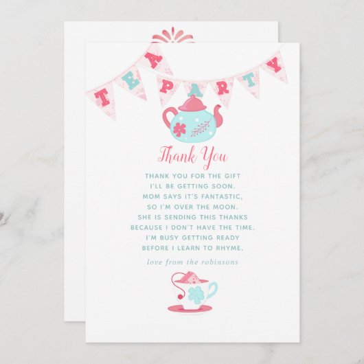 みすぼらしいシックな赤ちゃんシャワー茶パーティーありがとう サンキューカード (正面/裏面)