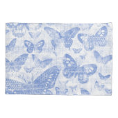 みすぼらしいシックな赤ちゃんブルーの蝶パターン、みすぼらしいc 枕カバー (裏面)