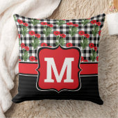 みすぼらしいシックな赤と黒と白のケシのモノグラム クッション (ブランケット)