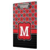 みすぼらしいシックな赤と黒と白のケシのモノグラム クリップボード (左)