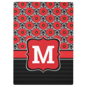 みすぼらしいシックな赤と黒と白のケシのモノグラム クリップボード (裏面)