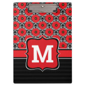 みすぼらしいシックな赤と黒と白のケシのモノグラム クリップボード (正面)