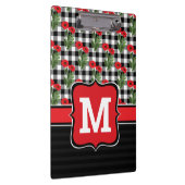 みすぼらしいシックな赤と黒と白のケシのモノグラム クリップボード (右)