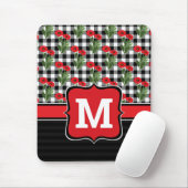 みすぼらしいシックな赤と黒と白のケシのモノグラム マウスパッド (マウス)
