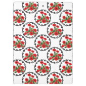 みすぼらしいシックな赤と黒と白のポピーのフローラ クリップボード (裏面)