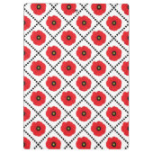 みすぼらしいシックな赤と黒と白のポピーのフローラ クリップボード (裏面)