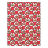 みすぼらしいシックな赤と黒と白のポピーのフローラ テーブルクロス (正面)