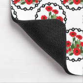 みすぼらしいシックな赤と黒と白のポピーのフローラ マウスパッド (コーナー)