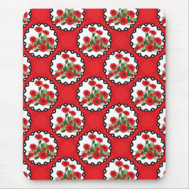 みすぼらしいシックな赤と黒と白のポピーのフローラ マウスパッド