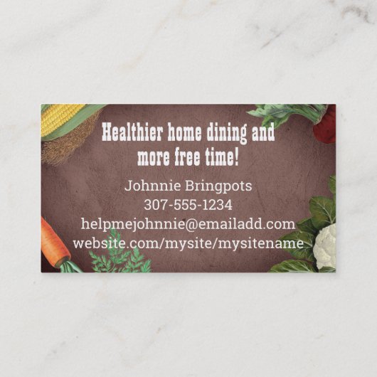 みすぼらしいシックな農家オーガニック市場シェフビズカード 名刺 (裏面)