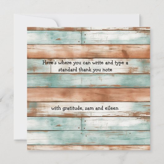 みすぼらしいシックな銅棚とガーデンデコール サンキューカード (裏面)