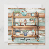 みすぼらしいシックな銅棚とガーデンデコール サンキューカード (正面)