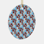 みすぼらしいシックな青い赤いフローラの花のプリントby LeahG セラミックオーナメント (右)
