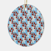 みすぼらしいシックな青い赤いフローラの花のプリントby LeahG セラミックオーナメント (左)