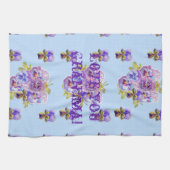 みすぼらしいシックな青の愛おばあちゃんティータオル キッチンタオル (横)