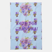 みすぼらしいシックな青の愛おばあちゃんティータオル キッチンタオル (縦)