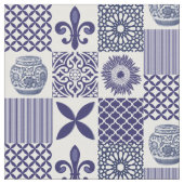 みすぼらしいシックな青ひまわり幾何学模様 ファブリック (クローズアップ)