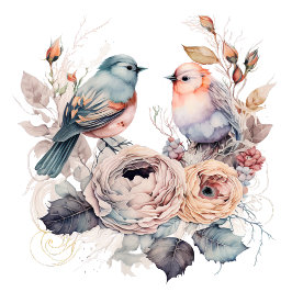 みすぼらしいシックな鳥と花 薄葉紙