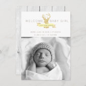 みすぼらしいシックな鹿の誕生発表写真 案内状 (正面/裏面)