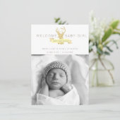 みすぼらしいシックな鹿の誕生発表写真 案内状 (スタンド正面)