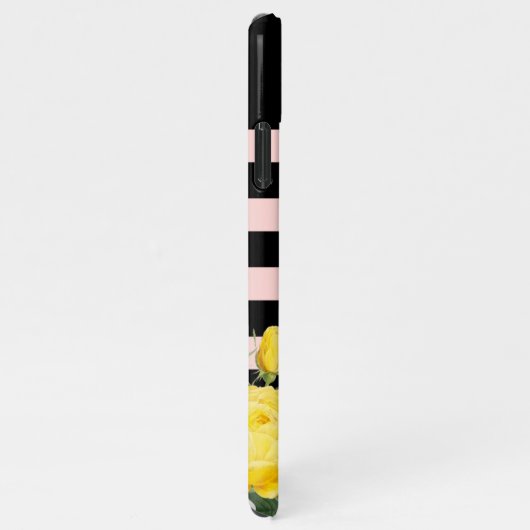 みすぼらしいシックな黄色の白いバラの花のパターン iPhoneケース (右側)