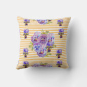 みすぼらしいシックな黄色の花柄の花のクッション クッション (裏面)