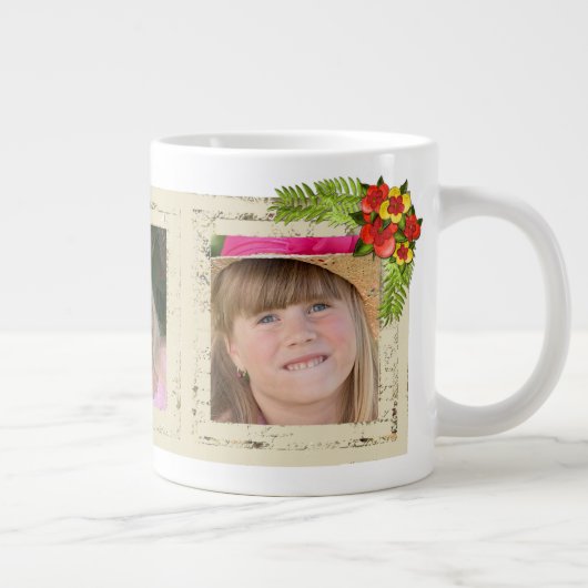 みすぼらしいシックな3つの写真専門マグカップ ジャンボコーヒーマグカップ (右)