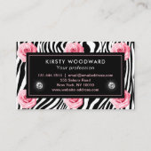 みすぼらしいシックエレガントなピンクとブラックのバラパターン 名刺 (裏面)