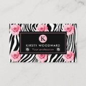 みすぼらしいシックエレガントなピンクとブラックのバラパターン 名刺 (正面)