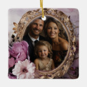 みすぼらしいシックカスタムな家族の写真クリスマス セラミックオーナメント (正面)