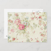 みすぼらしいシックグランジピンクの花柄 ポストカード (正面/裏面)