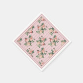 みすぼらしいシックストライプ赤面とホテルピンクローズ スタンダードカクテルナプキン (角)