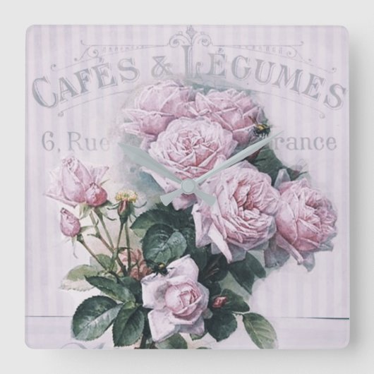 みすぼらしいシックス、デコパビクトリアンージュ、フランスのシックス、パ スクエア壁時計 (正面)