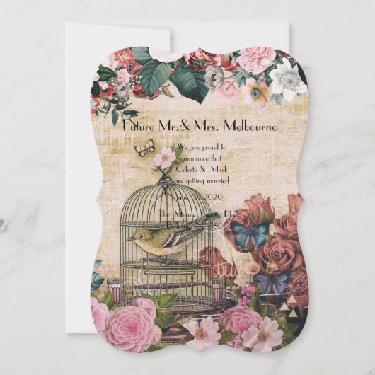 みすぼらしいシックス,ヴィンテージコラージ,鳥,蝶,ヴィク セーブザデート (正面)