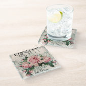 みすぼらしいシックビクトリアンなデコペフランスのージな、シックな ガラスコースター (アングル)