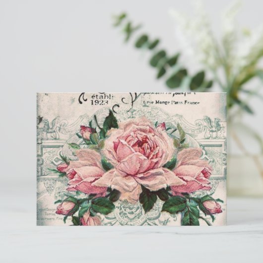 みすぼらしいシックビクトリアンなデコペフランスのージな、シックな サンキューカード (スタンド正面)