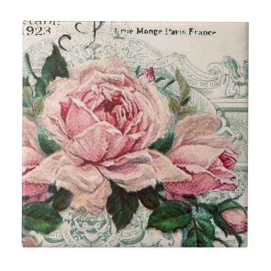 みすぼらしいシックビクトリアンなデコペフランスのージな、シックな タイル (正面)