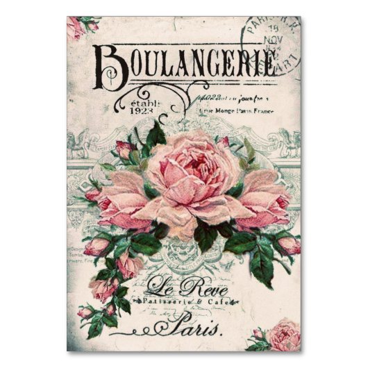 みすぼらしいシックビクトリアンなデコペフランスのージな、シックな テーブルナンバー (正面)