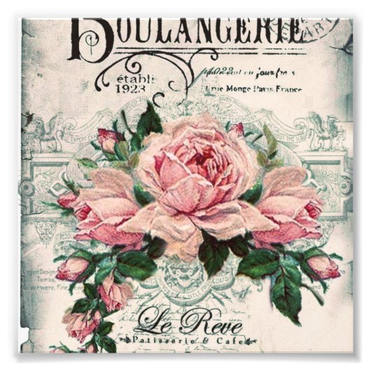 みすぼらしいシックビクトリアンなデコペフランスのージな、シックな フォトプリント            (正面)