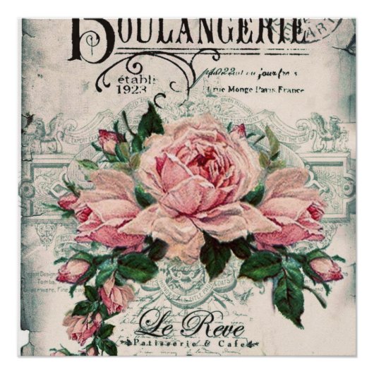 みすぼらしいシックビクトリアンなデコペフランスのージな、シックな ポスター (正面)