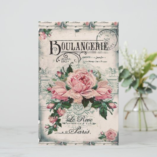 みすぼらしいシックビクトリアンなデコペフランスのージな、シックな 便箋 (スタンド正面)