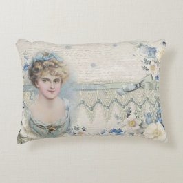みすぼらしいシックビクトリアンなヴィンテージの花付き婦人 アクセントクッション