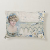 みすぼらしいシックビクトリアンなヴィンテージの花付き婦人 アクセントクッション (裏面)