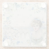 みすぼらしいシックビクトリアンなヴィンテージの花付き婦人 ガラスコースター (裏面)