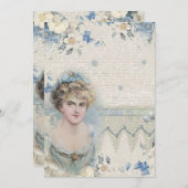 みすぼらしいシックビクトリアンなヴィンテージの花付き婦人 サンキューカード (正面/裏面)