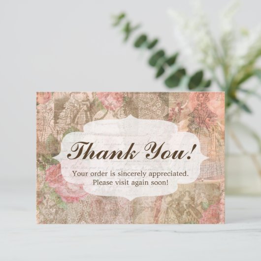 みすぼらしいシックビクトリアンレディースファッションありがとう サンキューカード (スタンド正面)