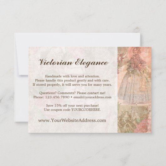 みすぼらしいシックビクトリアンレディースファッションありがとう サンキューカード (裏面)